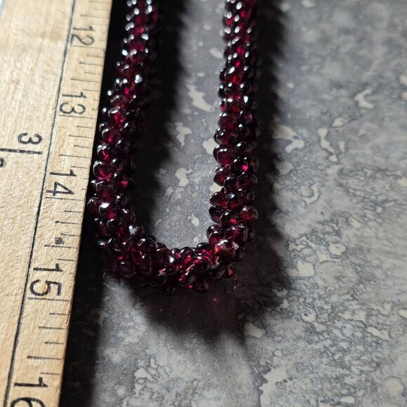 Black Cherry Garnet Beaded Long Necklace 30" 119 Grams - Picture 13 of 15